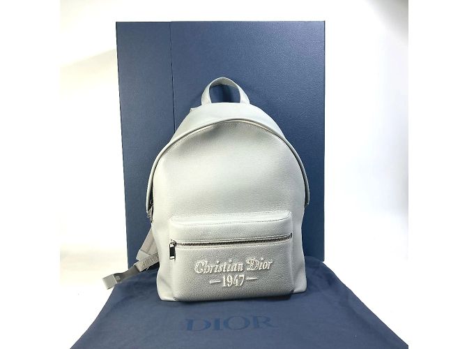 Sac à dos en cuir gris Christian Dior Marron - vue 15