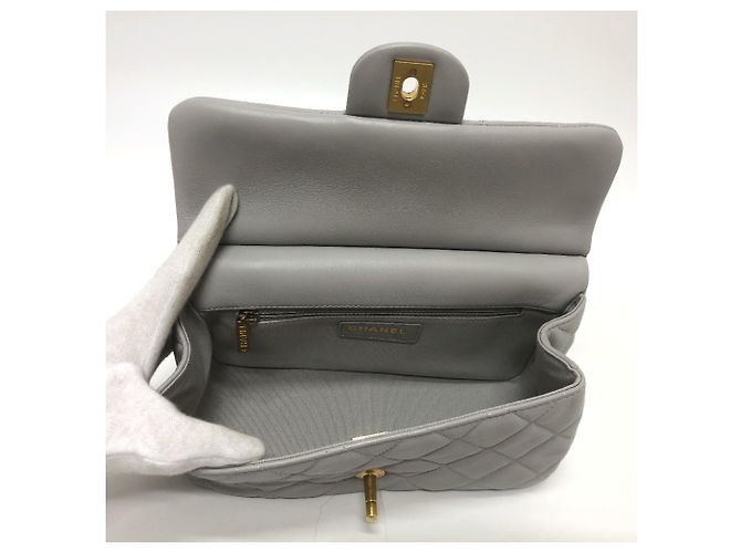 Borsa a spalla in pelle grigia Chanel Marrone - vista 11