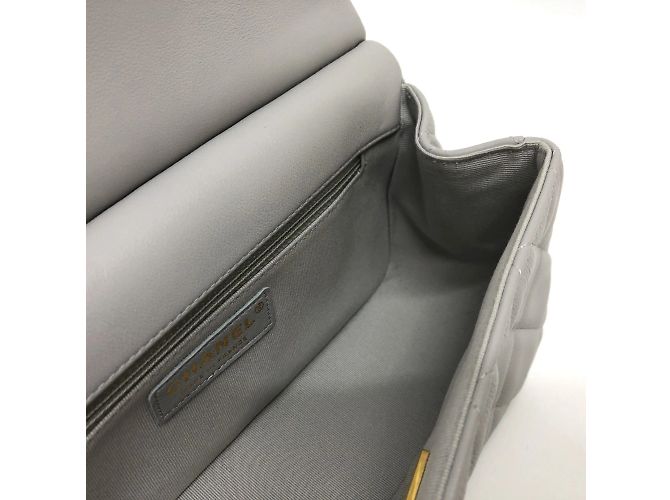 Borsa a spalla in pelle grigia Chanel Marrone - vista 12