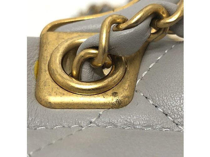 Borsa a spalla in pelle grigia Chanel Marrone - vista 9