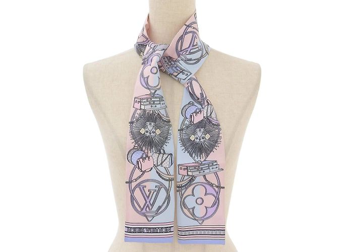 Bufanda de seda Monogram Louis Vuitton Rosa Azul Monograma - vista 2
