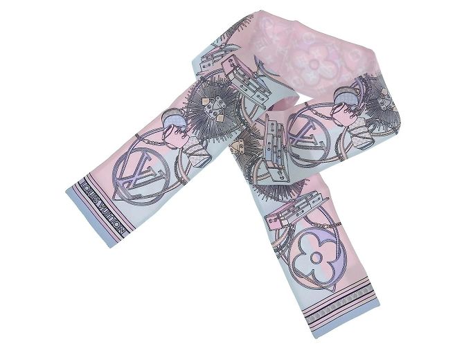 Bufanda de seda Monogram Louis Vuitton Rosa Azul Monograma - vista 3