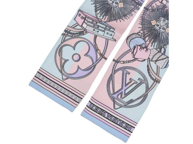 Bufanda de seda Monogram Louis Vuitton Rosa Azul Monograma - vista 4
