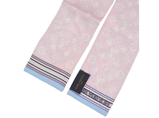 Bufanda de seda Monogram Louis Vuitton Rosa Azul Monograma - vista 5