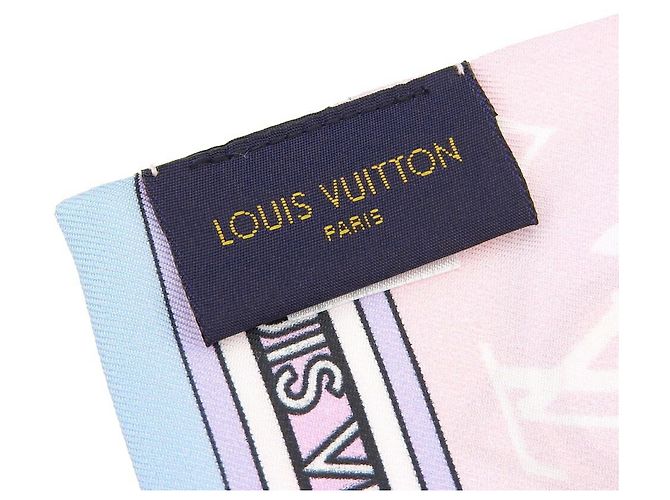 Bufanda de seda Monogram Louis Vuitton Rosa Azul Monograma - vista 7
