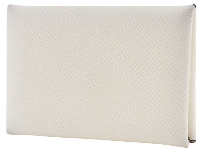 Hermès Tarjetero Hermes Calvi en cuero Epsom blanco - vista 2