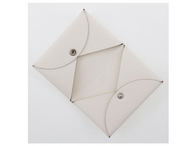 Hermès Tarjetero Hermes Calvi en cuero Epsom blanco - vista 5