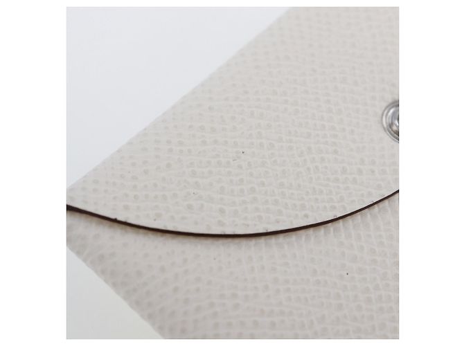 Hermès Tarjetero Hermes Calvi en cuero Epsom blanco - vista 7