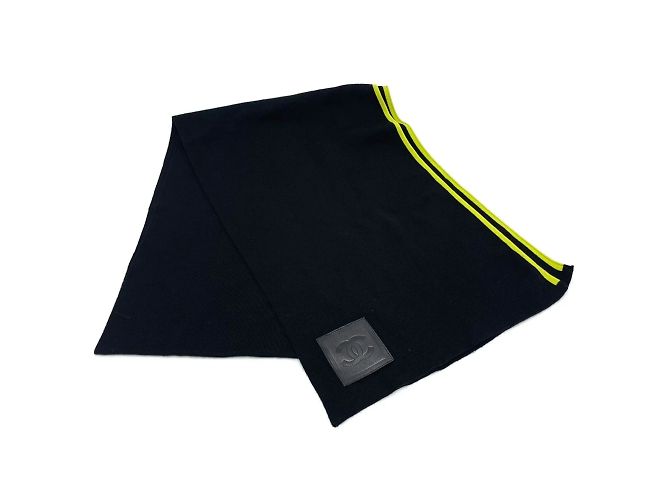 Sciarpa sportiva Chanel in nero e verde fluorescente - vista 2