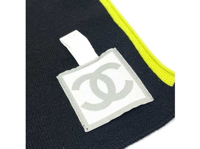 Sciarpa sportiva Chanel in nero e verde fluorescente - vista 6