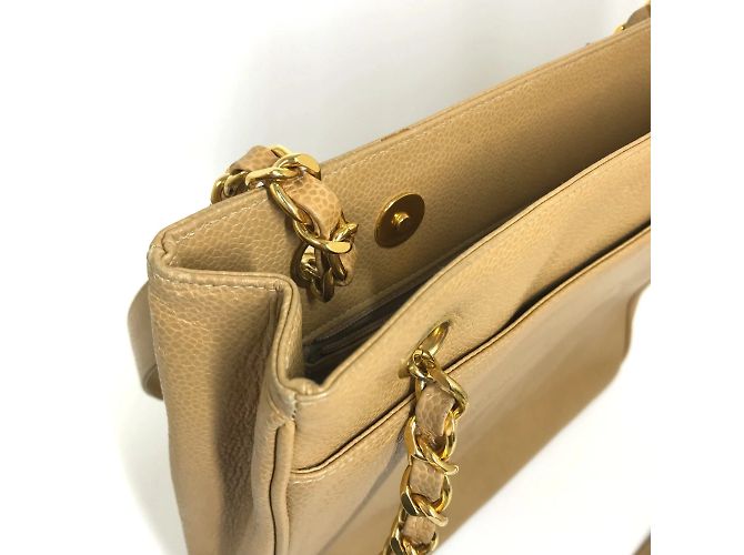 Borsa a spalla in pelle beige Chanel - vista 11