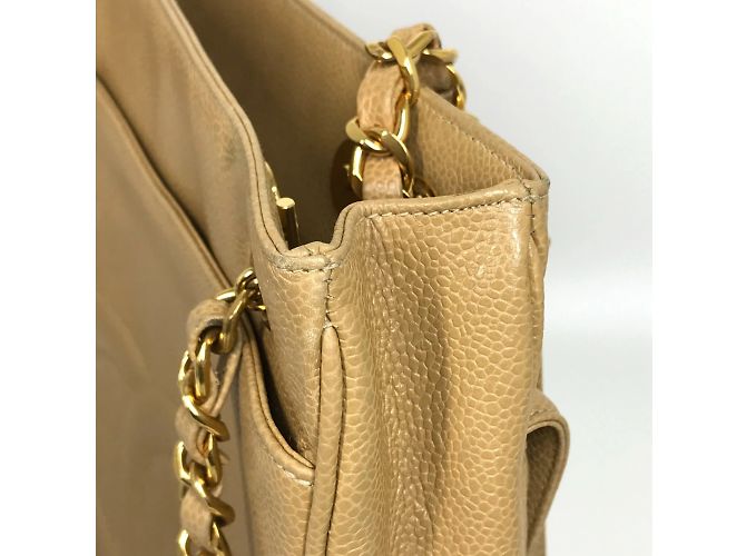 Borsa a spalla in pelle beige Chanel - vista 12