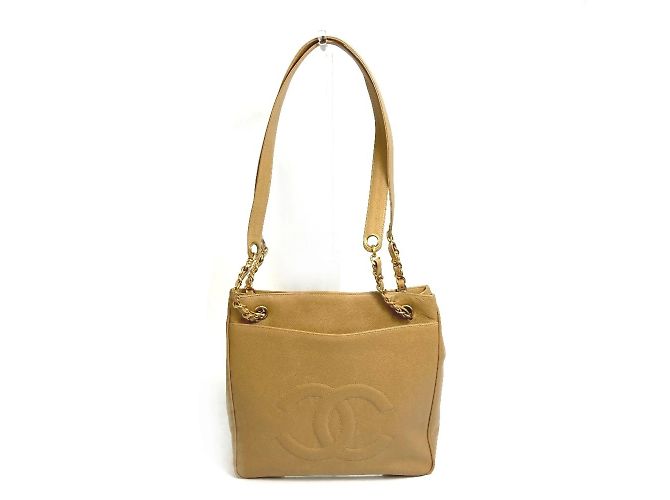 Borsa a spalla in pelle beige Chanel - vista 2