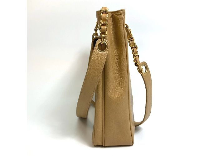 Borsa a spalla in pelle beige Chanel - vista 3