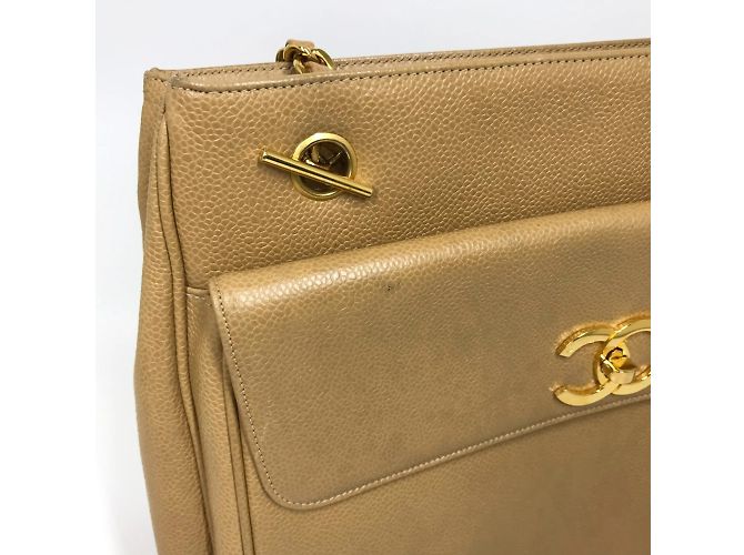 Borsa a spalla in pelle beige Chanel - vista 5