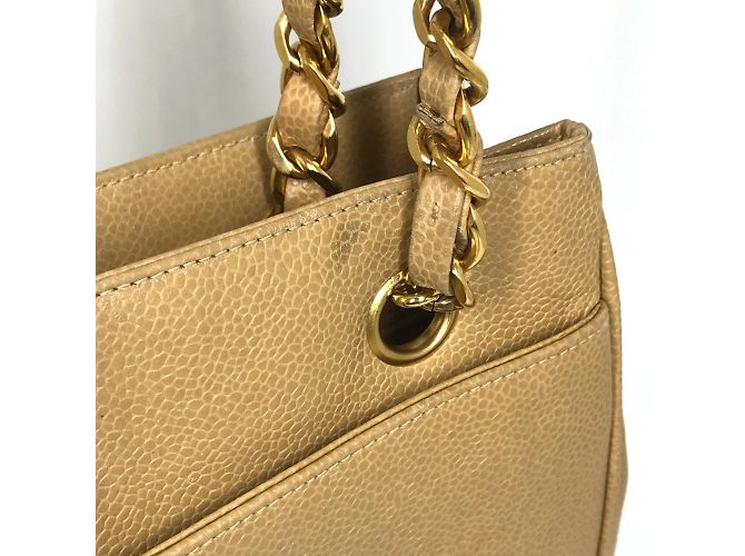 Borsa a spalla in pelle beige Chanel - vista 6