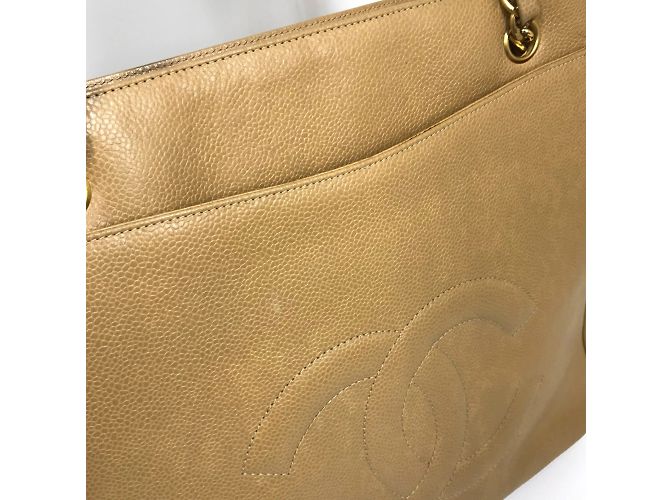 Borsa a spalla in pelle beige Chanel - vista 8