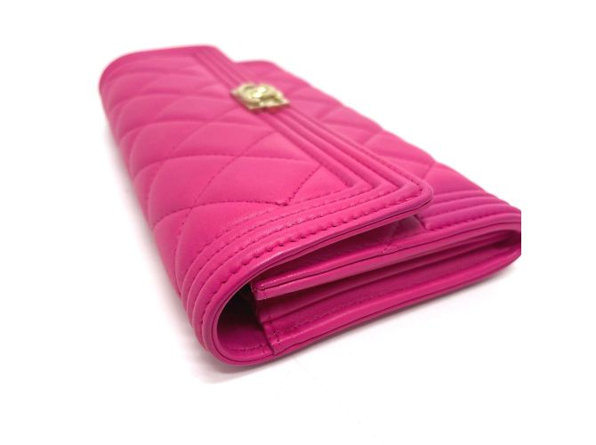 Cartera larga con cremallera matelassé Chanel A80286 Rosa - vista 3