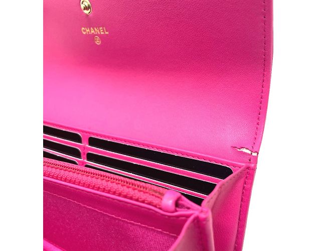 Cartera larga con cremallera matelassé Chanel A80286 Rosa - vista 5