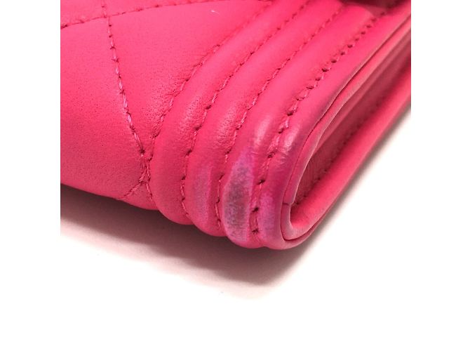 Cartera larga con cremallera matelassé Chanel A80286 Rosa - vista 8