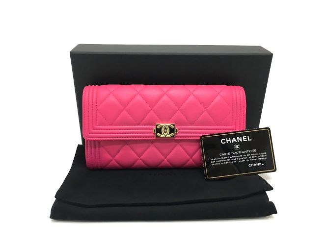 Cartera larga con cremallera matelassé Chanel A80286 Rosa - vista 9