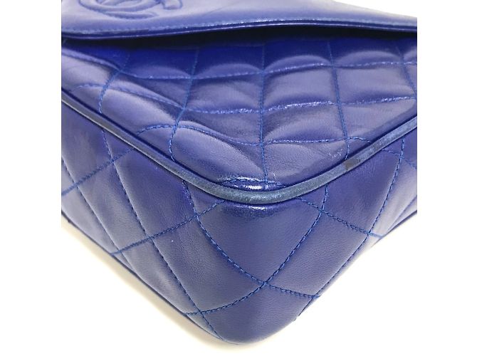 Borsa a spalla in pelle blu Chanel - vista 10