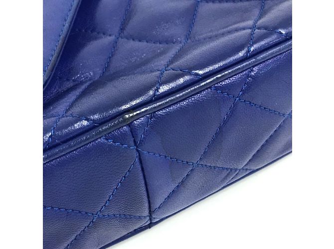 Borsa a spalla in pelle blu Chanel - vista 11