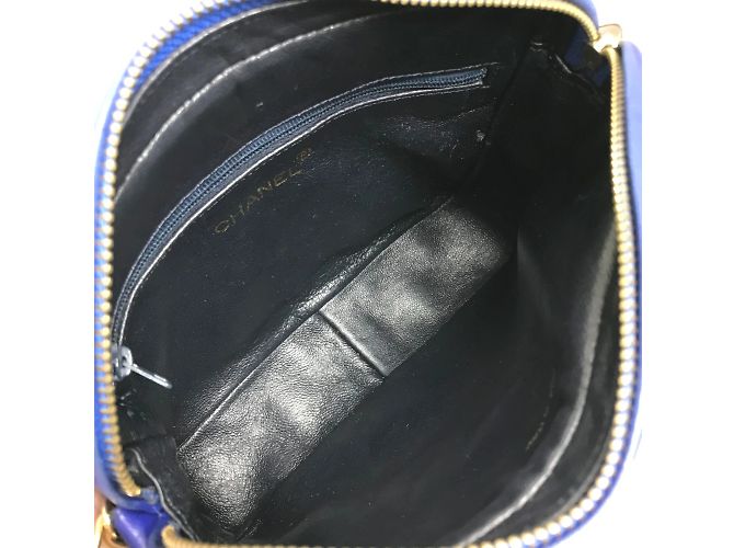 Borsa a spalla in pelle blu Chanel - vista 12