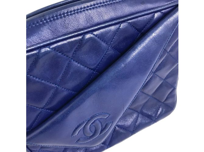 Borsa a spalla in pelle blu Chanel - vista 13