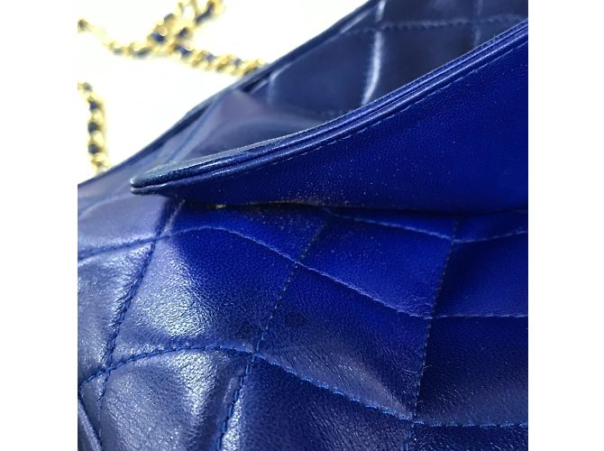 Borsa a spalla in pelle blu Chanel - vista 14
