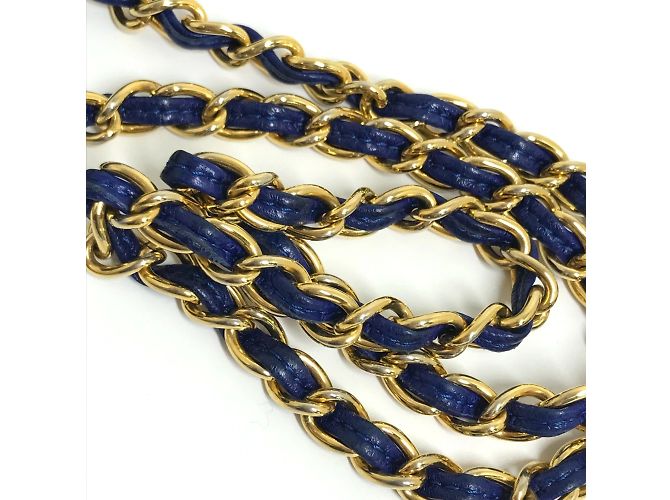 Borsa a spalla in pelle blu Chanel - vista 15