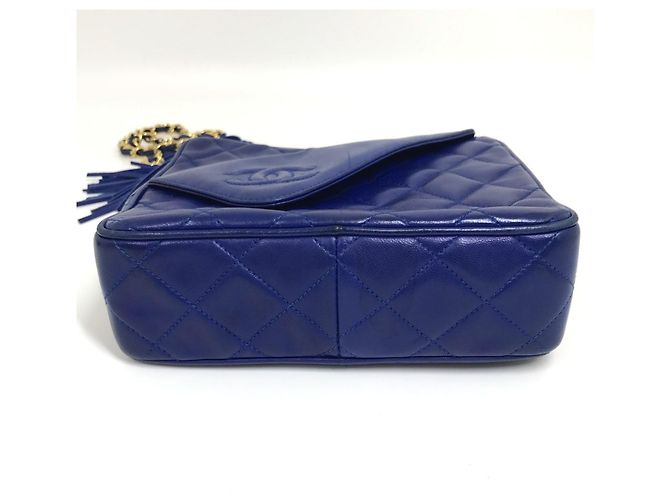 Borsa a spalla in pelle blu Chanel - vista 3