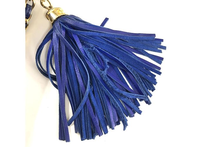 Borsa a spalla in pelle blu Chanel - vista 6