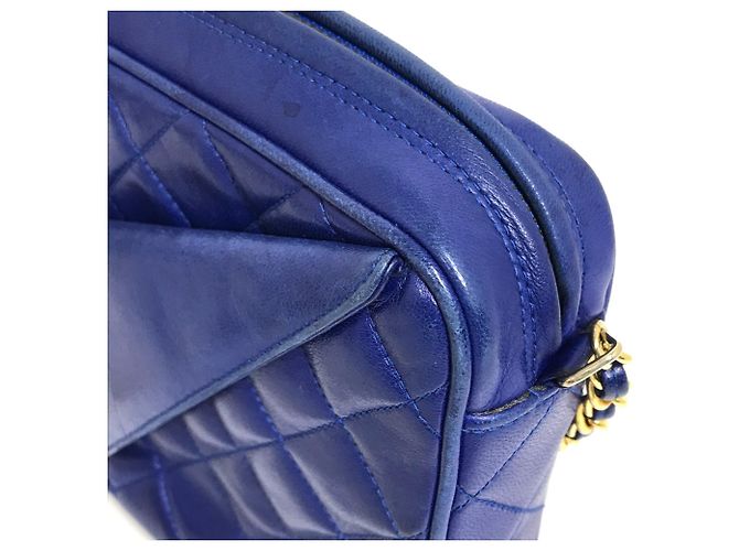 Borsa a spalla in pelle blu Chanel - vista 8
