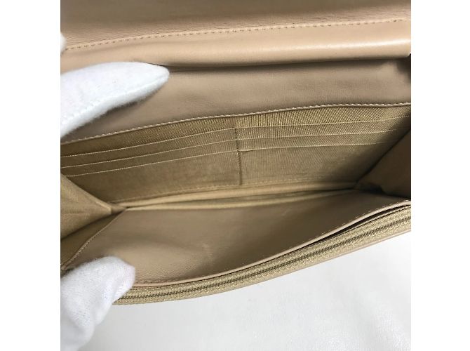 Cartera larga de cuero beige Chanel - vista 11