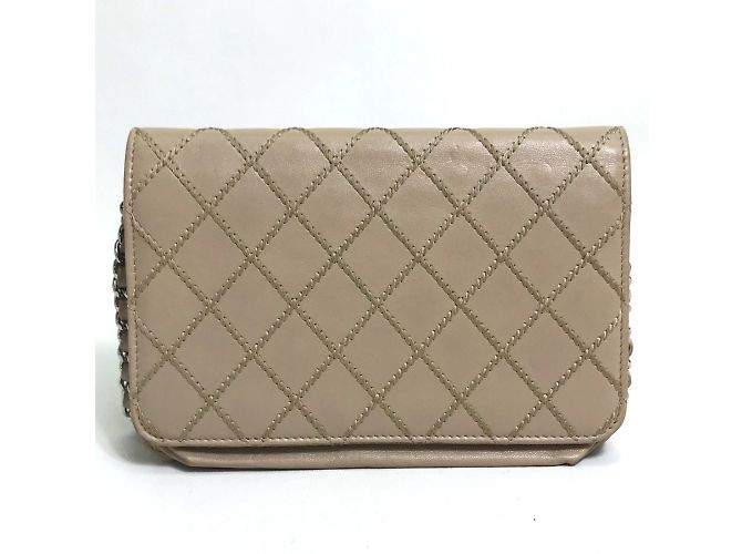 Cartera larga de cuero beige Chanel - vista 2