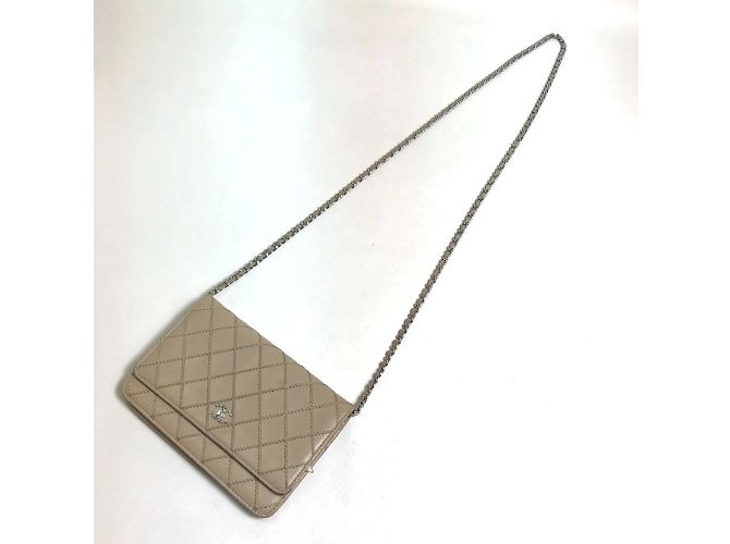 Cartera larga de cuero beige Chanel - vista 3