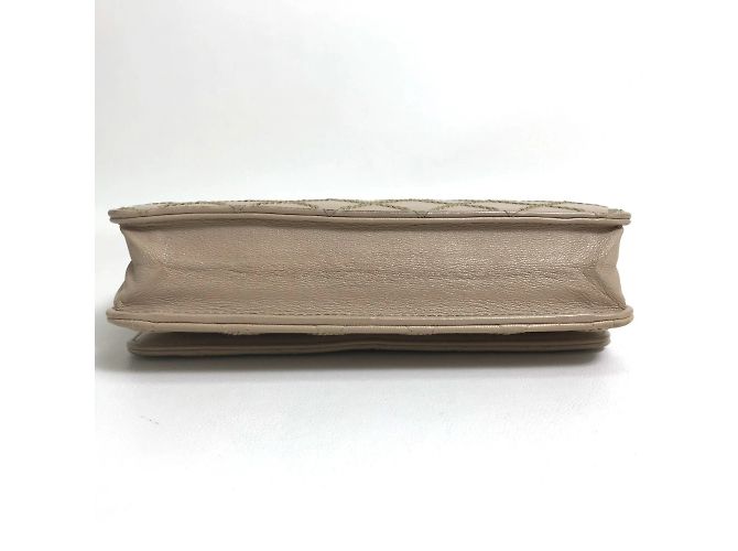Cartera larga de cuero beige Chanel - vista 4