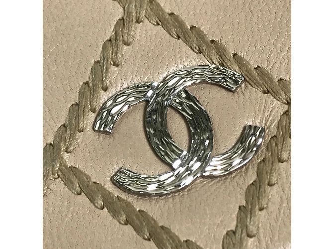 Cartera larga de cuero beige Chanel - vista 6