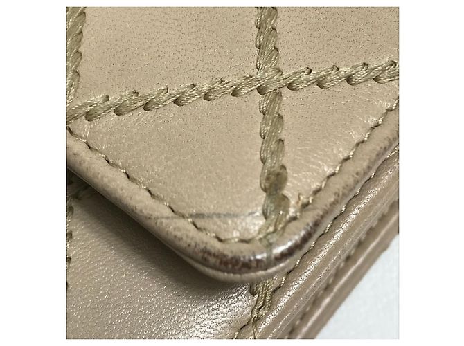 Cartera larga de cuero beige Chanel - vista 8