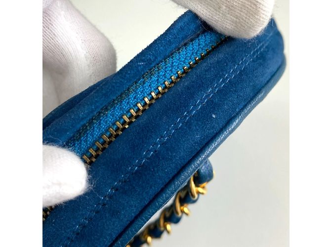 Borsa in pelle blu Chanel - vista 13