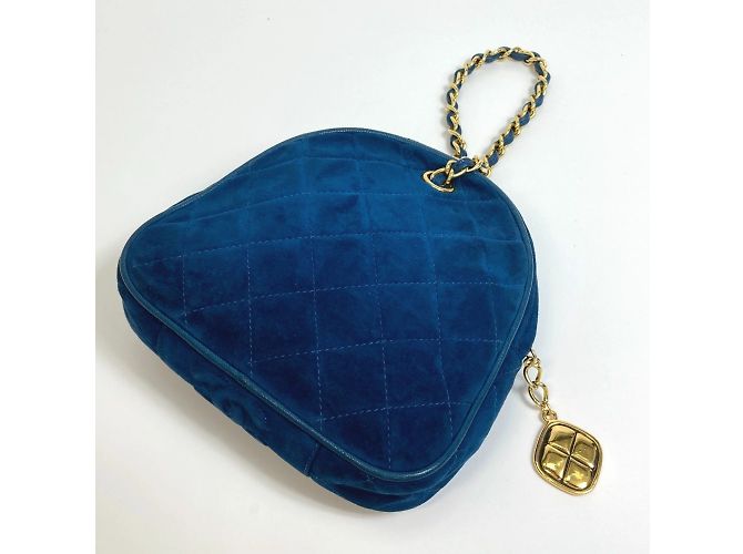 Borsa in pelle blu Chanel - vista 4