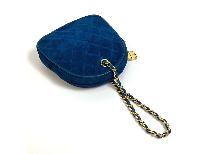 Borsa in pelle blu Chanel - vista 5