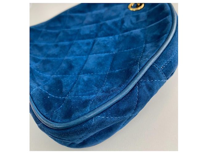 Borsa in pelle blu Chanel - vista 7