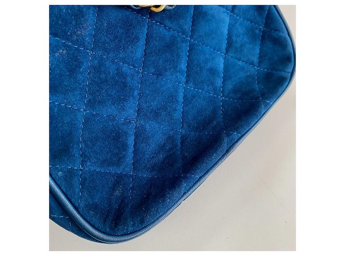 Borsa in pelle blu Chanel - vista 8