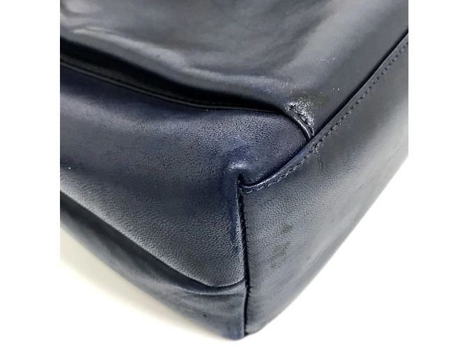 Borsa a spalla in pelle blu navy Chanel - vista 8