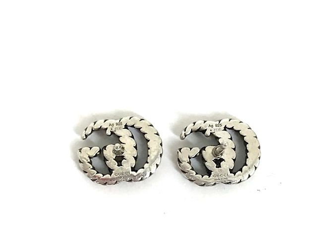 Orecchini in argento con logo GG Marmont di Gucci - vista 6
