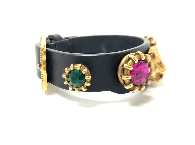 Bracciale in pelle nera Gucci Nero - vista 4