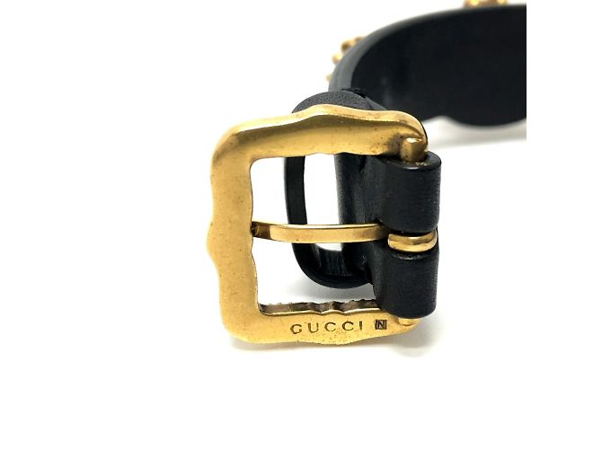Bracciale in pelle nera Gucci Nero - vista 8