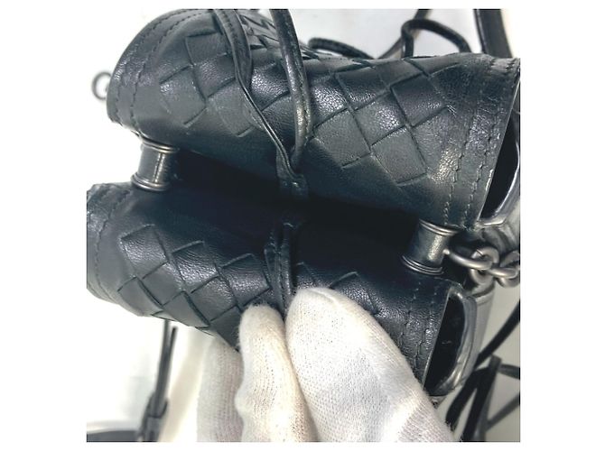 Borsa a Spalla Intrecciato di Bottega Veneta Nero - vista 17